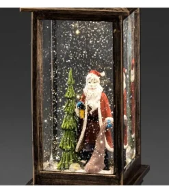 Lanterne De Noël À Neige Avec Père Noël, 27 Cm
