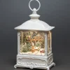 Lanterne De Noël Blanche, Père Noël Volant Au-Dessus D'Un Village