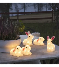 Lapins Lumineux 14 Cm En Acrylique, 40 Diodes Blanc Chaud