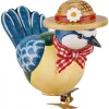 Oiseau Décoratif, Mesange Bleue Et Noeud Rouge, 6 Cm