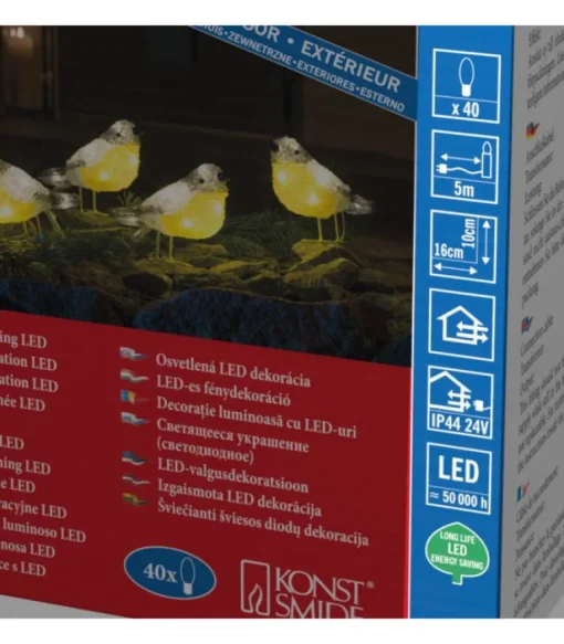 Oiseaux Lumineux Led En Acrylique, 5 Chardonnerets
