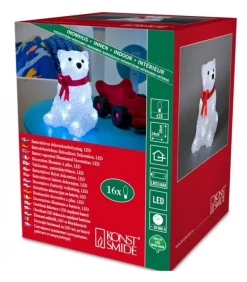 Ours Lumineux A Led En Acrylique Avec Ruban Rouge, 18 Cm