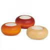 Petit Bougeoir En Bois Couleur Lasure, 7 Cm