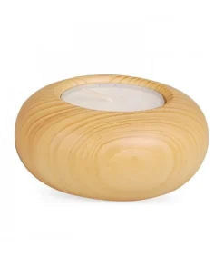 Petit Bougeoir En Bois Couleur Lasure, 7 Cm