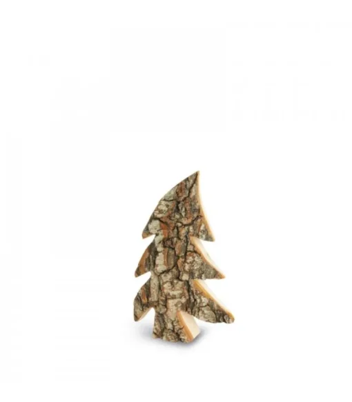 Petit Sapin En Bois, Forme Penchee, 7 Cm