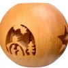 Photophore En Bois, Forme Spherique, Motif Crèche