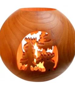 Photophore En Bois Forme Spherique, Motif, Motif Elan