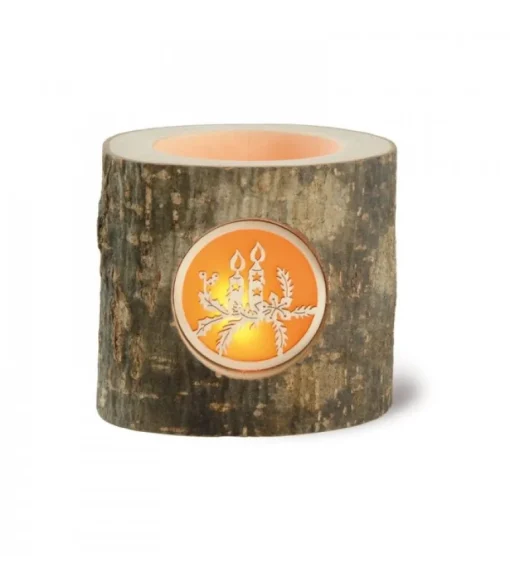 Photophore En Bois, Motif Bougies De Noël
