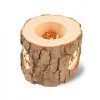 Photophore En Rondin De Bois Avec 3 Motifs Nature