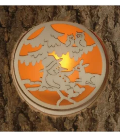 Photophore Rondin De Bois, Avec 3 Motifs, Crèche, Anges Et Bonhomme De Neige
