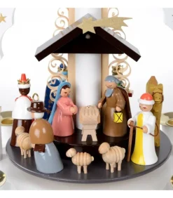 Pyramide Allemande Avec Crèche De Noël Blanche