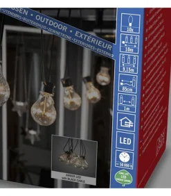 Rallonge 10 M Pour Guirlande Lumineuse De Terrasse, 10 Ampoules Ambrees