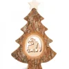Sapin Noël En Bois Avec Cerf Cisele, 18 Cm