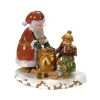 Village De Noël Miniature, Enfants Et Père Noël