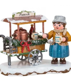 Village De Noël Miniature, Vendeuse De Vin Chaud