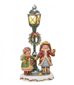 Village De Noël Miniature, Enfants Sous Reverbere