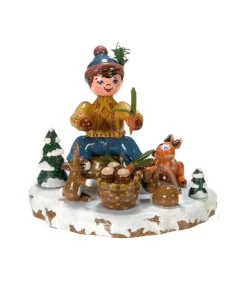 Village De Noël Miniature, Garcon Et Petits Animaux