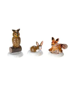 Village De Noël Miniature, Renard Chouette Et Lapin