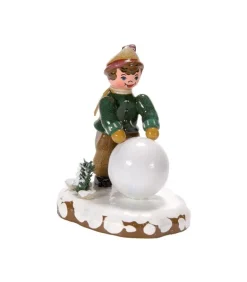 Village De Noël Miniature, Garcon Et Boule De Neige