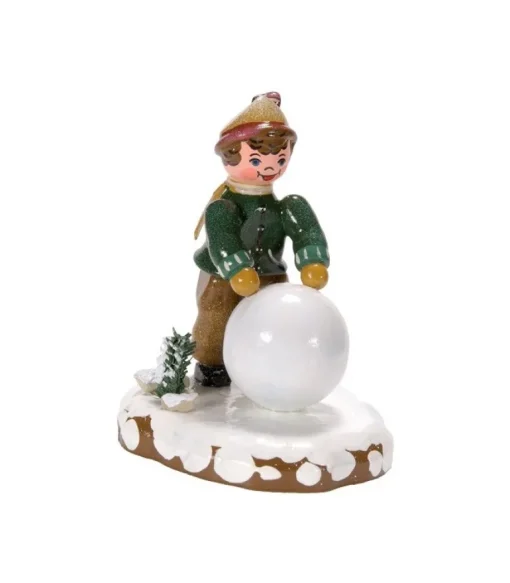 Village De Noël Miniature, Garcon Et Boule De Neige