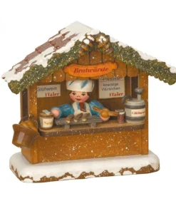 Village Noël Miniature, Chalet Marche De Noël Vendeur De Saucisses