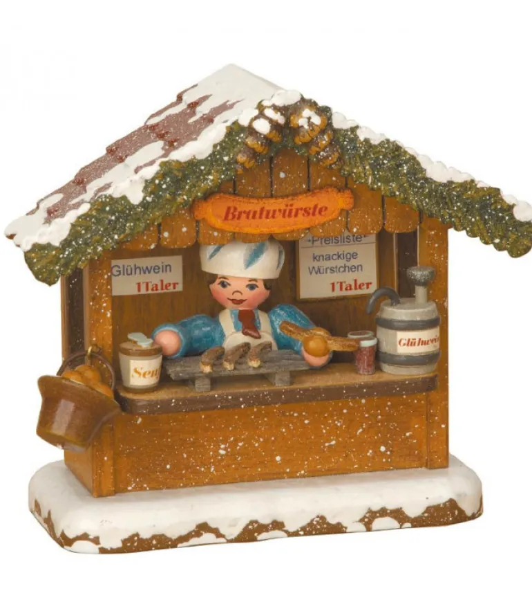 Village Noël Miniature, Chalet Marche De Noël Vendeur De Saucisses
